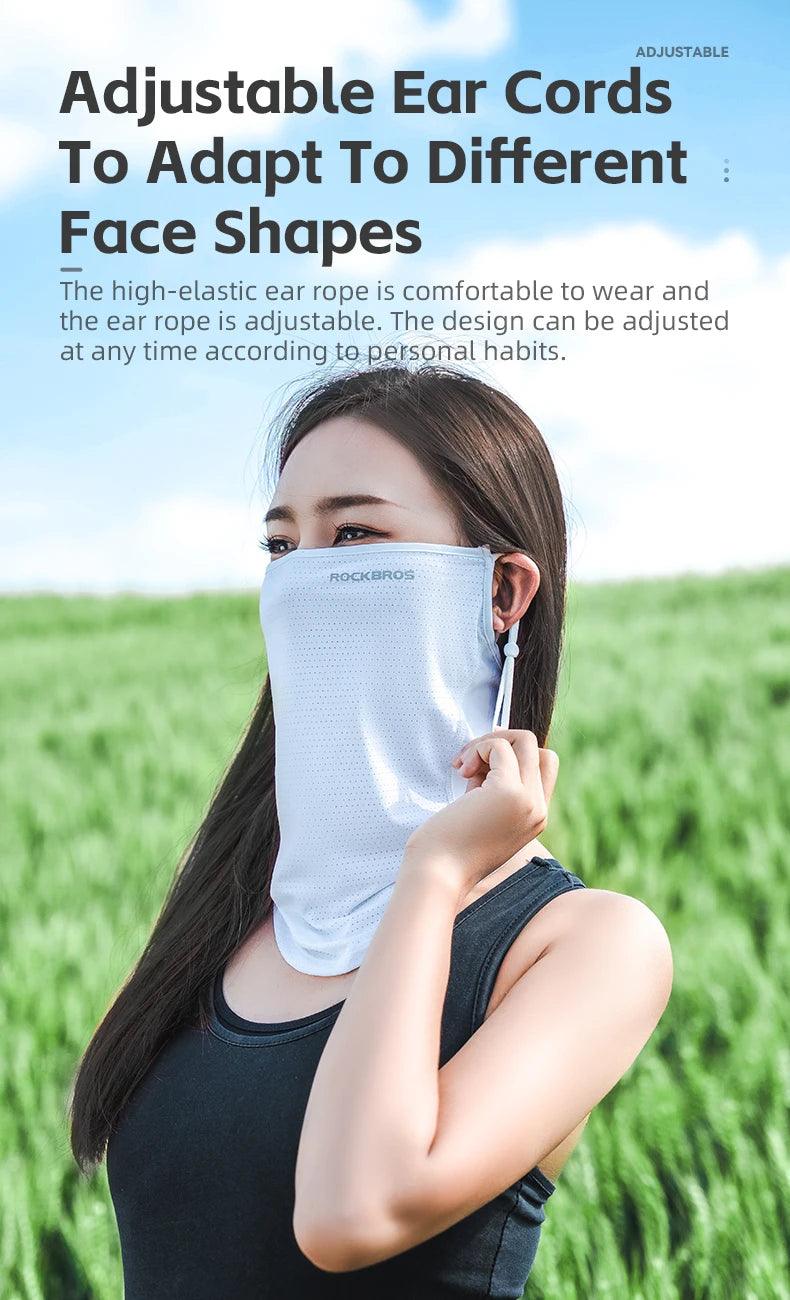 ROCKBROS Summer Ice Silk Mask Anti-UV Quick-drying Face Cover Sunscreen Bandana Breathable Neck Protection Hanging Ear Scarf