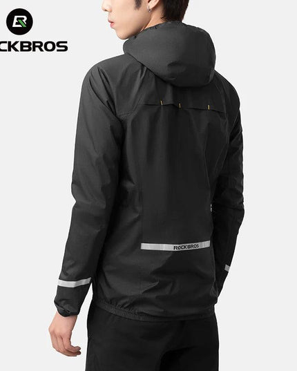 ROCKBROS Raincoat Cycling Waterproof Jacket Lightweight Motorcycle Rain Coat Breathable Reflective Hooded Outdoor Windbreaker