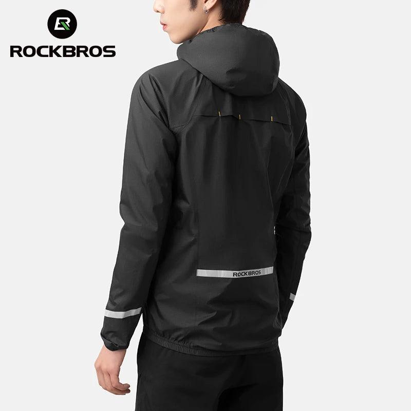 ROCKBROS Raincoat Cycling Waterproof Jacket Lightweight Motorcycle Rain Coat Breathable Reflective Hooded Outdoor Windbreaker