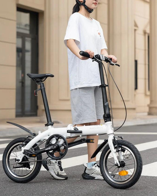 ROCKBROS Portable Folding Bike 14 inch Aluminium Alloy Bike Frame V Brake Lightweight Adult Folding Bicycle