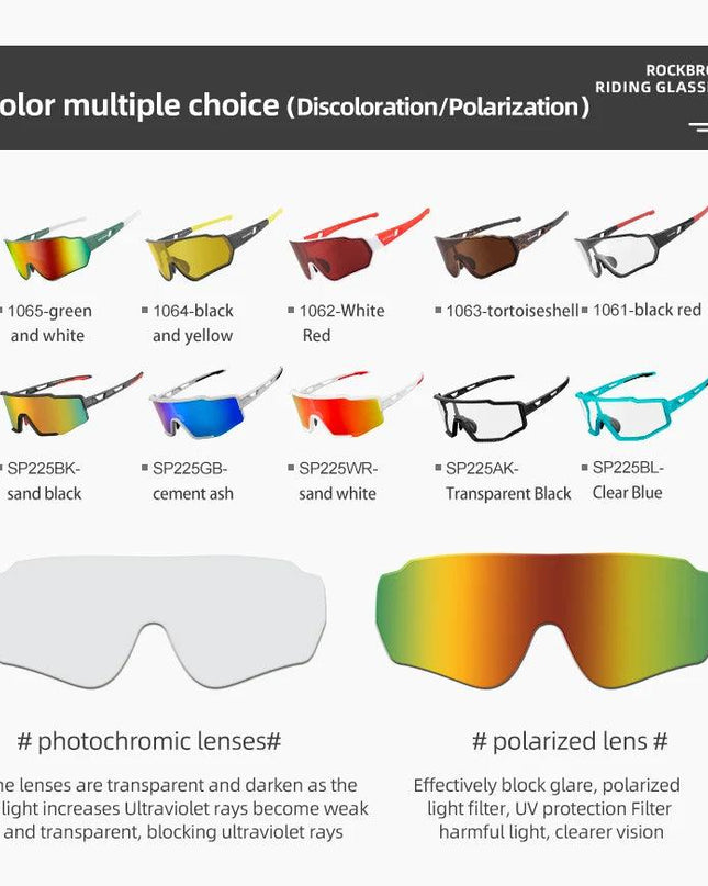 ROCKBROS Bike Photochromic Glasses Sports Sunglasses Men Women UV400 Anti-ultraviolet Goggles Cycling Fishing Outdoor Eyewear