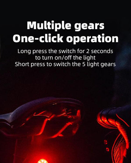 ROCKBROS Smart Bicycle Taillight Type-C Charging Auto Brake Sensing LED Rear Light Aluminum Alloy Bike Lamp Accessories Q1MAX