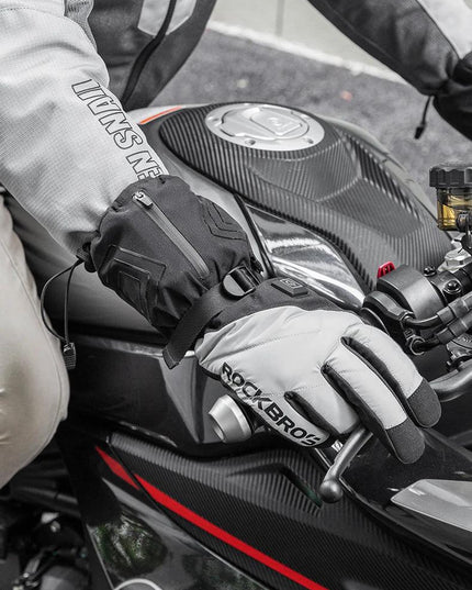 ROCKBROS Warm Heated Gloves Snowmobile Gloves With 3 Levels 4000mAh Rechargeable Battery Powered Electric Thermal Heat Glove