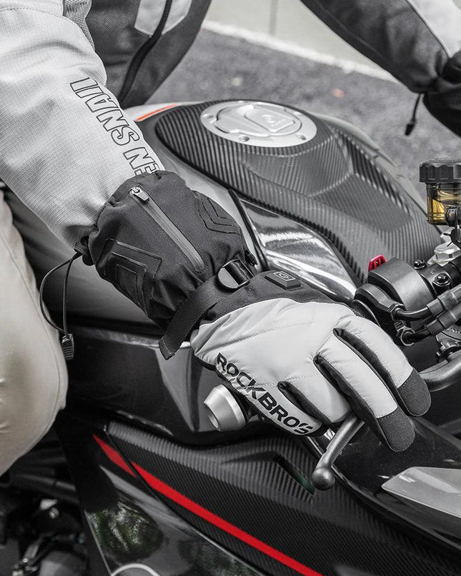 ROCKBROS Warm Heated Gloves Snowmobile Gloves With 3 Levels 4000mAh Rechargeable Battery Powered Electric Thermal Heat Glove