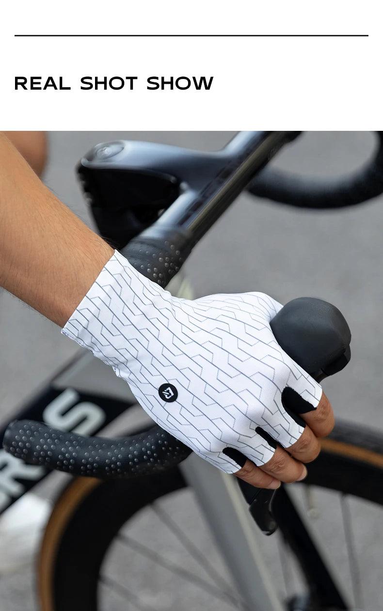 ROCKBROS Cycling Gloves Sunscreen Breathable MTB Road Bike Gloves Shock Absorption Non-slip Gloves Outdoor Thickened Palm Pad