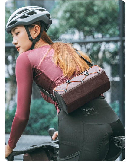 ROCKBROS Bicycle Front Tube Bag 2.2L Capacity Handlebar Bag Waterproof Multifunction Portable Shoulder Bag Tube Bag Elastic Band