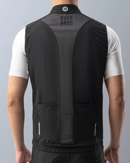 ROCKBROS Cycling Vest for Men Breathable Bicycle Clothing Outdoor Sports Windproof Running Vest Reflective Quick Dry Jersey