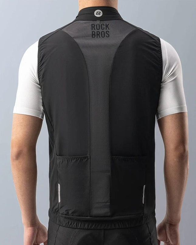 ROCKBROS Cycling Vest for Men Breathable Bicycle Clothing Outdoor Sports Windproof Running Vest Reflective Quick Dry Jersey