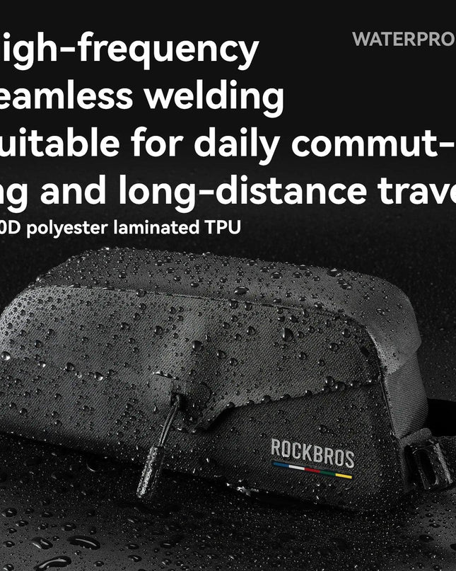 ROCKBROS Waterproof Bicycle Top Tube Bag Lightweight Bike Frame Pack Durable Cycling Storage Bag for Mountain and Road Bikes
