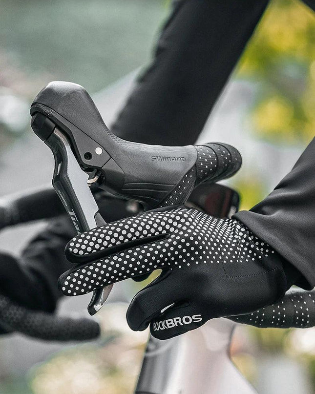 ROCKBROS Full Finger Gloves Sports Breathable Touch Screen Gloves MTB Road Bike Non-slip Gloves Cycling Lengthened Wrist Outdoor