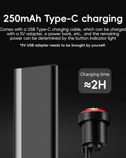 ROCKBROS Bicycle Taillight Smart Auto Brake Sensing MTB Road Bike Light New Type-C Charging Seatposts Saddle Bike Rear Light LED