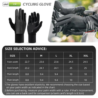 ROCKBROS Full Finger Gloves Sports Breathable Touch Screen Gloves MTB Road Bike Non-slip Gloves Cycling Lengthened Wrist Outdoor