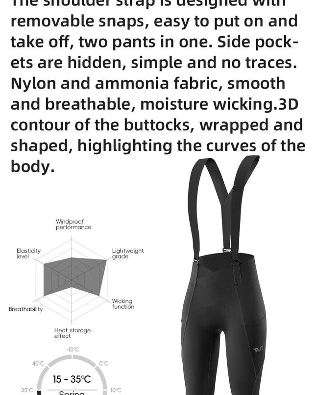 ROCKBROS TVI Series Cycling Bib Pants Spring Autumn Breathable Cycling bib Pants Quick Dry Women PRO Bike Long Pants Cool Pants
