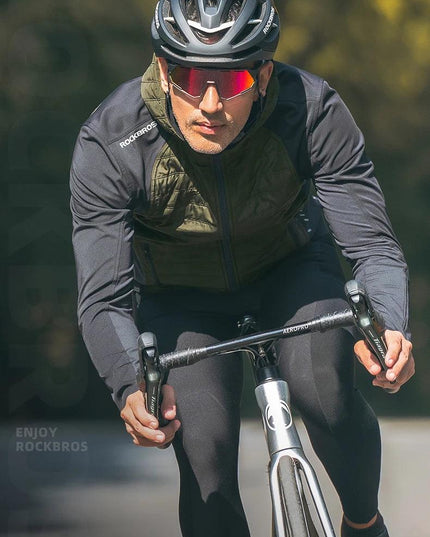 ROCKBROS Warm Winter Cycling Jersey  Ultralight Down Jacket Long Sleeve Bicycle Clothing Thermal Fleece Resistant Ciclismo Coat
