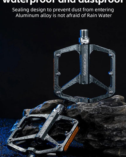 ROCKBROS Bicycle Pedals Save Effort Aluminum Alloy Anti-slip MTB Road Mountain Reflective Bearing Cycling Pedals Bike Accessory