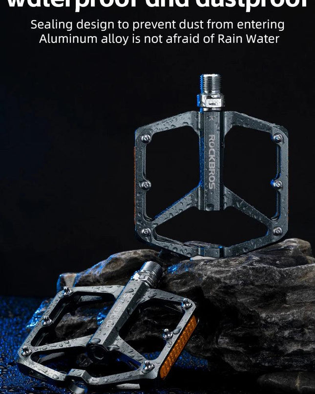 ROCKBROS Bicycle Pedals Save Effort Aluminum Alloy Anti-slip MTB Road Mountain Reflective Bearing Cycling Pedals Bike Accessory