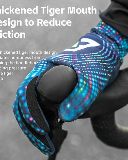 ROCKBROS Winter Gloves Windproof Thermal Warm Cycling Gloves Silicone Anti-Slip Motorcycle Ski Touch Screen Fleece Gloves
