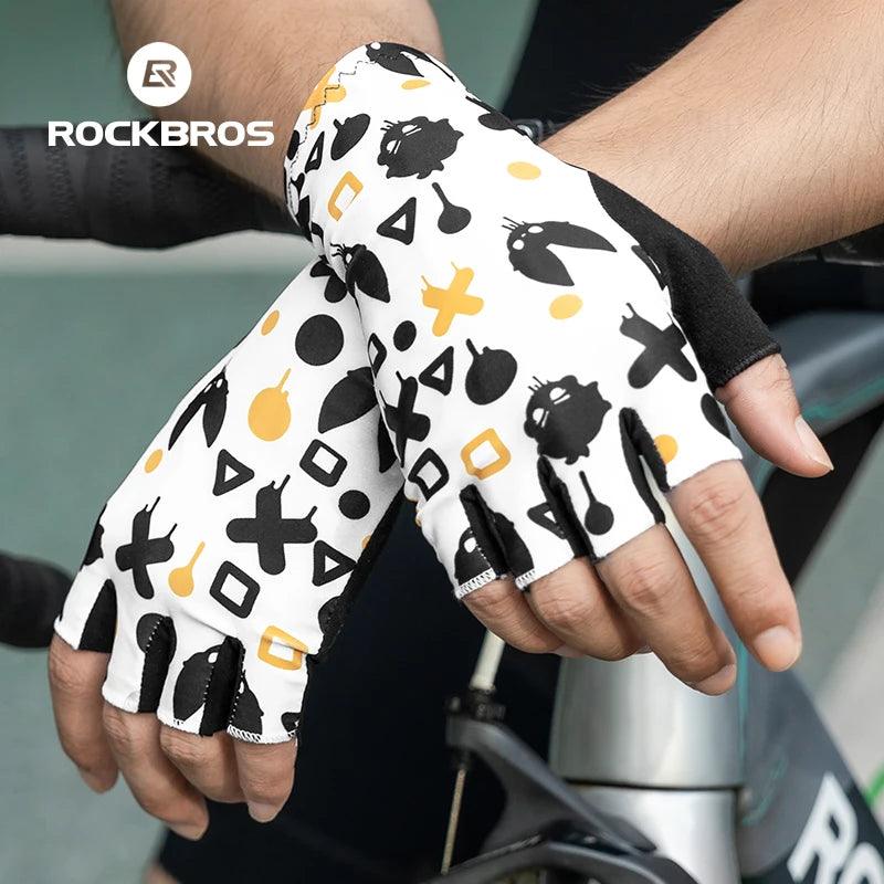 ROCKBROS Cycling Gloves Half Finger Summer Men Women Gloves Breathable Anti Slip MTB Road Bike Gloves Fitness Shock-absorbing