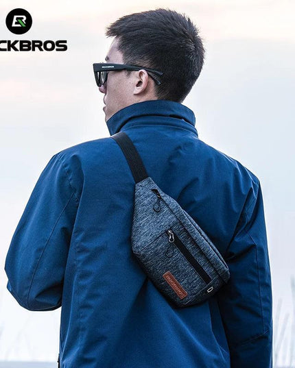 ROCKBROS Cycling Waist Bag 1.5L Multi Compartment Anti-scratch Storage Telephone Chest Bag Headphone Hole Design Bike Accessory