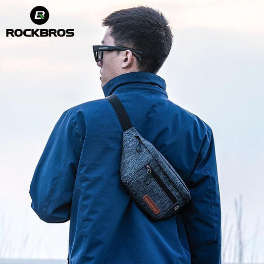 ROCKBROS Cycling Waist Bag 1.5L Multi Compartment Anti-scratch Storage Telephone Chest Bag Headphone Hole Design Bike Accessory