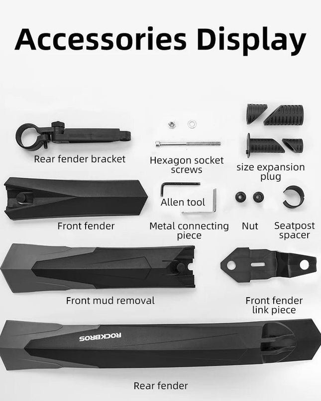 ROCKBROS Fender Mtb Rubber Tail Soft MTB Bike MTB Bike Widen Front Rear Mudguard Adjust Any Angle Fender Bike Accessories