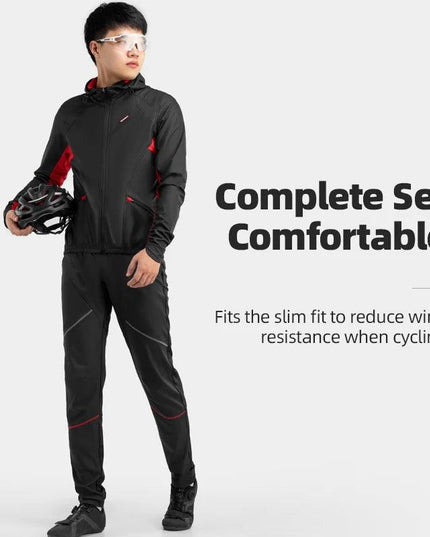 ROCKBROS Cycling Jersey Sets Winter Bicycle Clothes Windproof Thermal Fleece Bike Long Pants Outdoor Fishing Hiking Camping