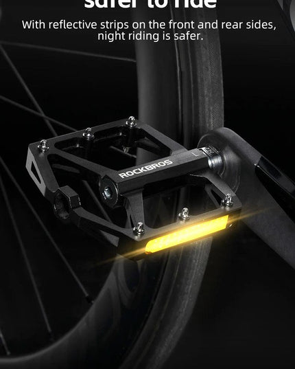 ROCKBROS Bicycle Pedals Save Effort Aluminum Alloy Anti-slip MTB Road Mountain Reflective Bearing Cycling Pedals Bike Accessory