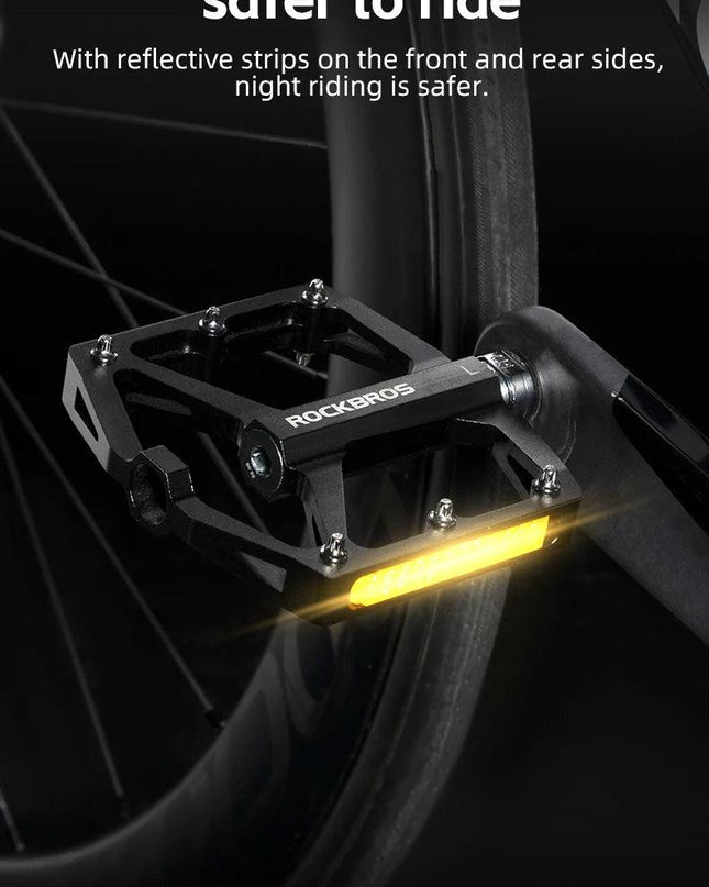 ROCKBROS Bicycle Pedals Save Effort Aluminum Alloy Anti-slip MTB Road Mountain Reflective Bearing Cycling Pedals Bike Accessory