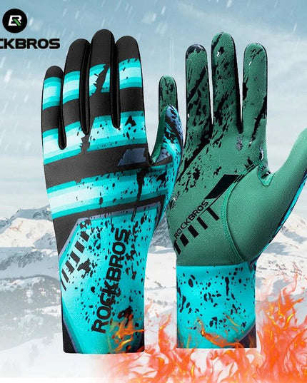 ROCKBROS Winter Cycling Gloves Ski Gloves Breathable Warmer MTB Bike Gloves Outdoor Motorcycle Riding Windproof Anti-slip Gloves