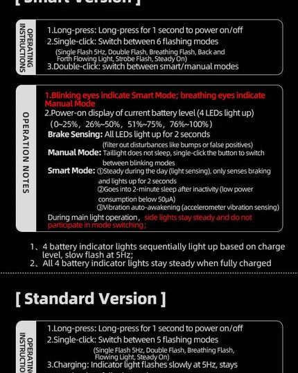 ROCKBROS Bike Rear Light IPX6 Bike Taillight LED Type-C Charging 5Modes Safety Warning Cycling Smart Taillight Rear Bicycle Lamp