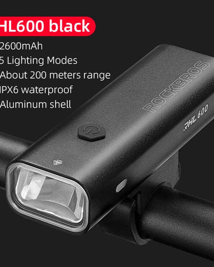 ROCKBROS Bike Light Rainproof Type-C Charging LED 2000mAh MTB Front Lamp Headlight Aluminum Ultralight Flashlight Bicycle Light