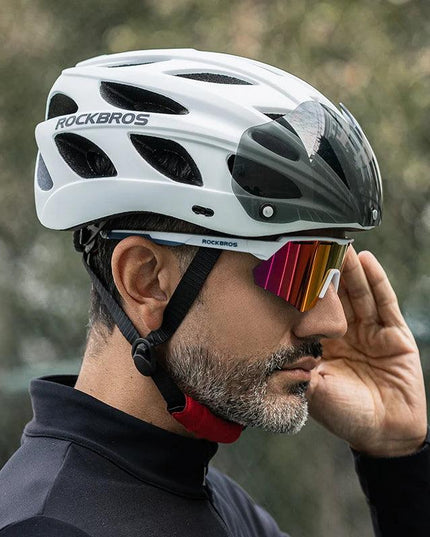 ROCKBROS Bicycle Helmet Integrally-molded Bike Helmet Motor Electric Scooter Riding Helmet Removable Lens Capacete Ciclismo