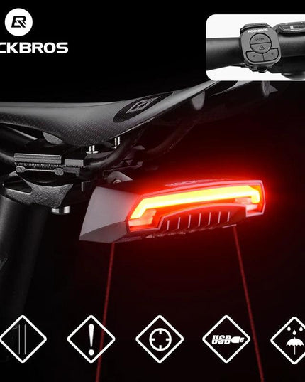 ROCKBROS Bike Tail Light USB Rechargeable Wireless Waterproof MTB Safety Intelligent Remote Control Turn Sign Bicycle Light Lamp