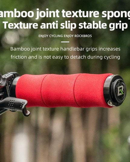 ROCKBROS Bamboo Joint Handlebar Grips EVA MTB Bike With Dust Plug Soft Ultralight Bicycle Handle Alloy Cycling Accessories