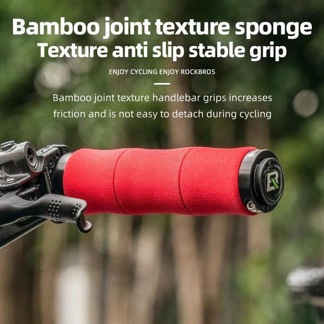 ROCKBROS Bamboo Joint Handlebar Grips EVA MTB Bike With Dust Plug Soft Ultralight Bicycle Handle Alloy Cycling Accessories