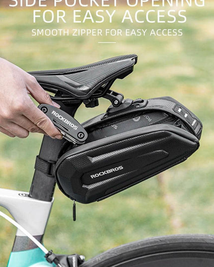 ROCKBROS1.7L Bicycle Bag Waterproof Rear Large Capatity Quick Release Seatpost Shockproof Double Zipper Rear Bag Accessories