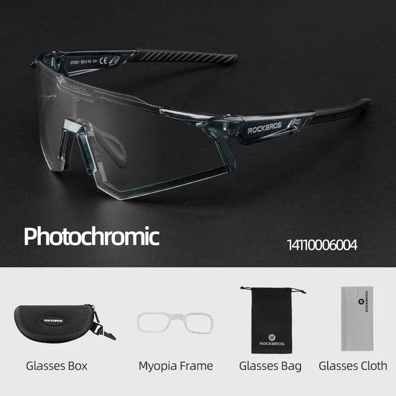 ROCKBROS Photochromic Cycling Glasses Polarized Adjustable Nose Support Myopia Frame Sports Sunglasses Men Women Eyewear Goggle