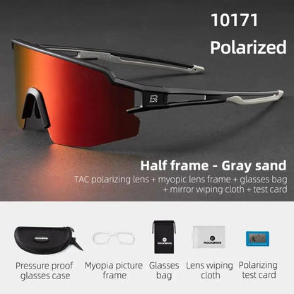 ROCKBROS Photochromic Cycling Glasses Polarized Built-in Myopia Frame Sports Sunglasses Men Women Glasses Cycling Eyewear Goggle