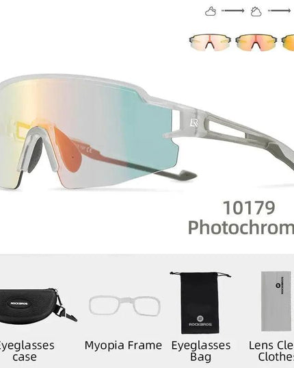 ROCKBROS Photochromic Cycling Glasses Polarized Built-in Myopia Frame Sports Sunglasses Men Women Glasses Cycling Eyewear Goggle