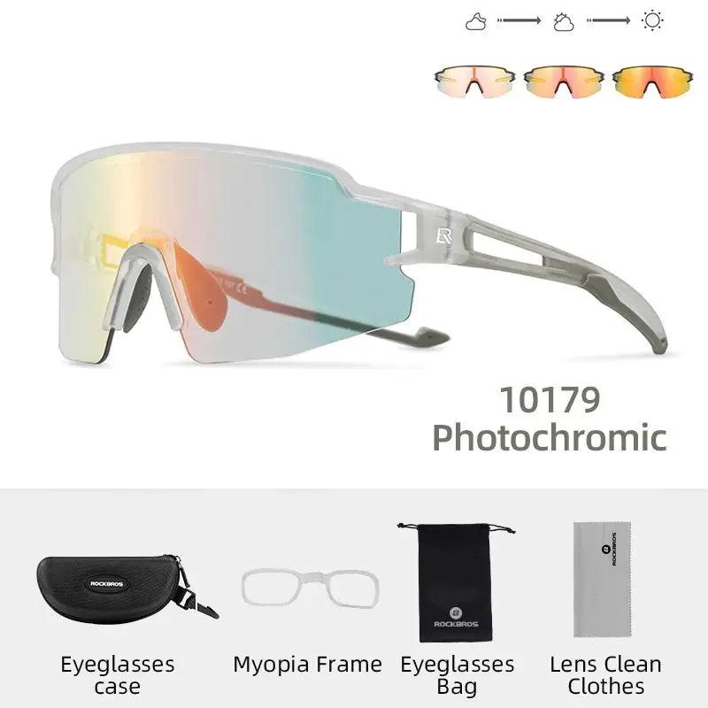 ROCKBROS Photochromic Cycling Glasses Polarized Built-in Myopia Frame Sports Sunglasses Men Women Glasses Cycling Eyewear Goggle