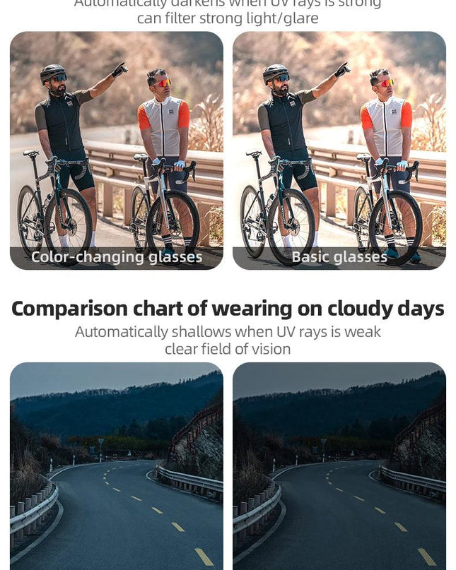 ROCKBROS New Cycling Glasses Ultralight Photochromic Anti-Fog Cycling Sunglasses MTB Road Outdoor Sports UV Protection Goggles ﻿
