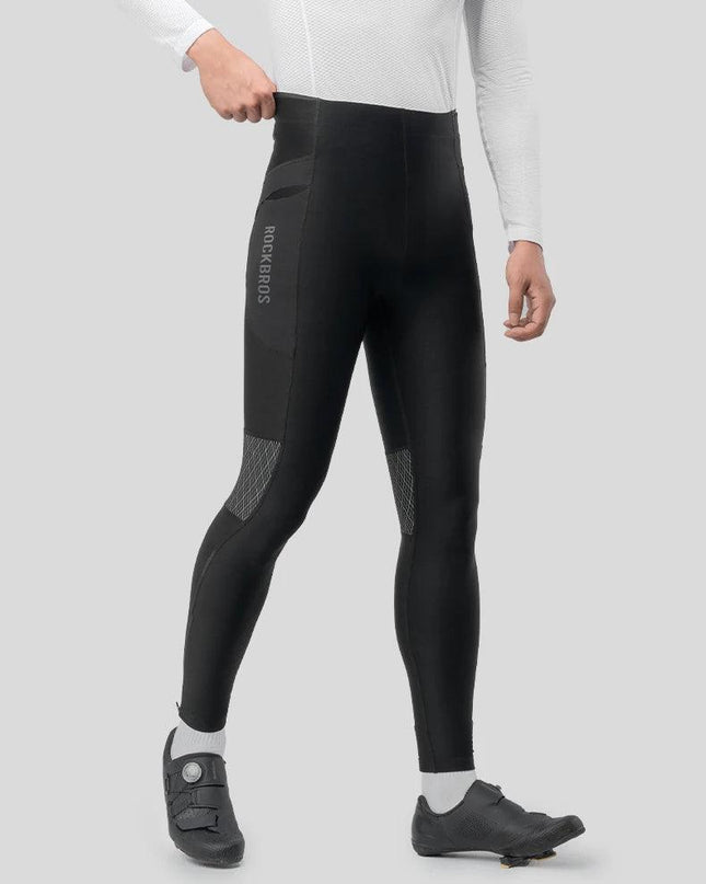 ROCKBROS Warm Cycling Pants Outdoor Windproof Tights Leggings Fleece Winter Breathable Bike Long Pants with Pockets EUR Size