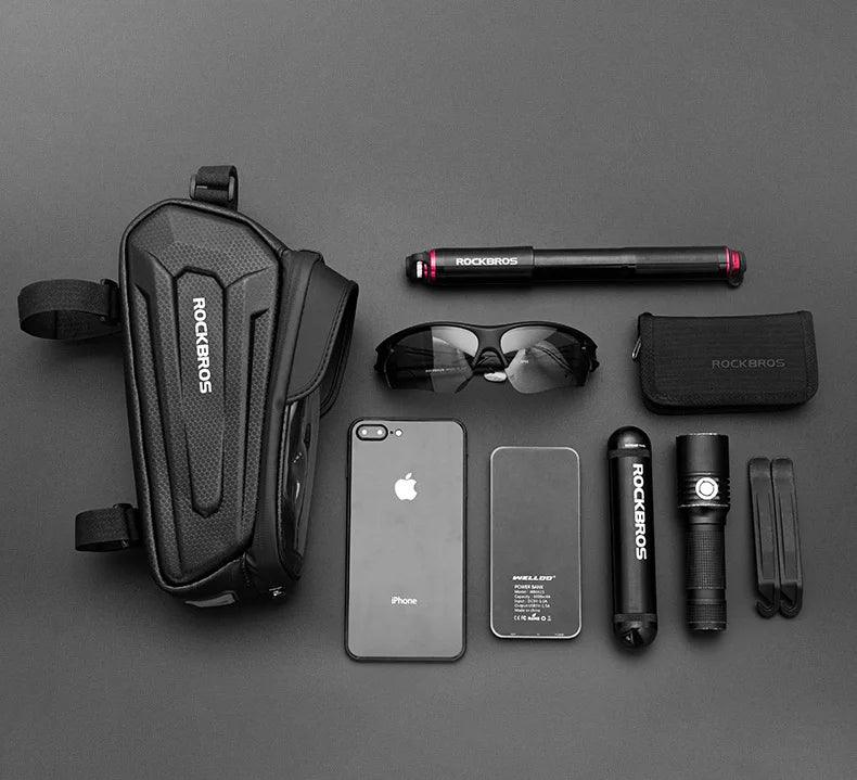 ROCKBROS Bicycle Bag Waterproof Touch Screen Cycling Bag Top Front Tube Frame MTB Road Bike Bag 6.5 Phone Case Bike Accessories