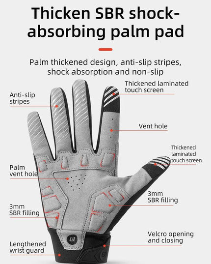 ROCKBROS Bike Glove Winter Warm Windproof Gloves Fleece Long Finger Touch screen Gloves Outdoor Sports Running Riding Mittens