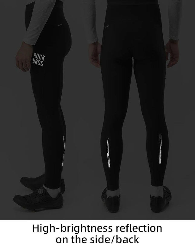 ROCKBROS Cycling Trousers With Italian Trouser Pad Long Tights Reflective Leggings Winter Fleece Thermal Anti Slip Pants 0-10°