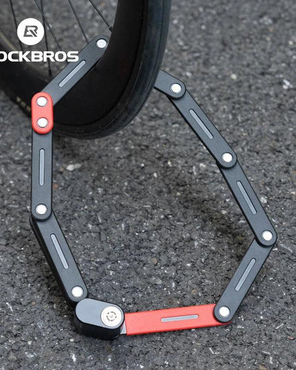 ROCKBROS Bike Foldable Lock Anti-theft Security Chain Cable Padlock 120CM Lengthened Chain Lock MTB Road Portable Cycling Lock