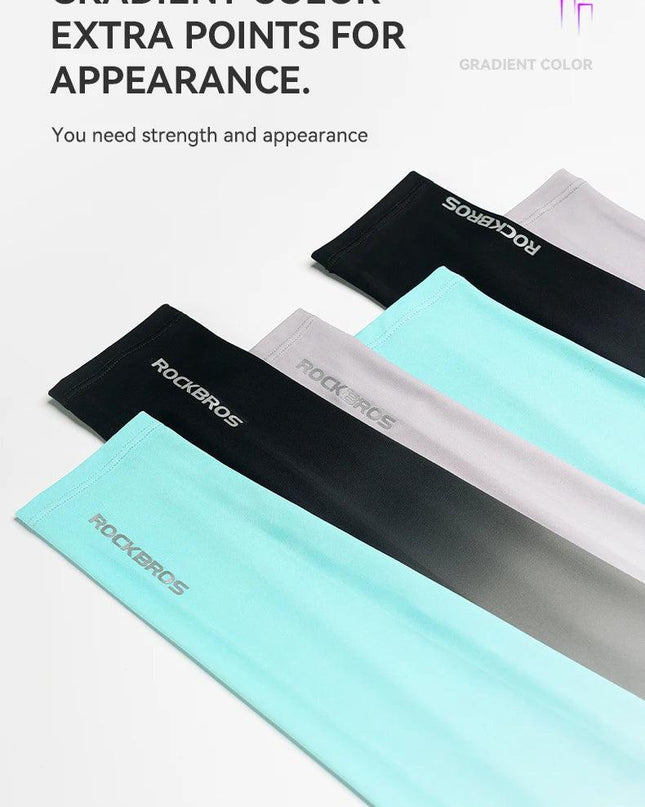 ROCKBROS Arm Sleeves Ice Silk Sports Cycling Arm Sleeves Cover Sun UV Protection Breathable Outdoor Running Fitness Equipment