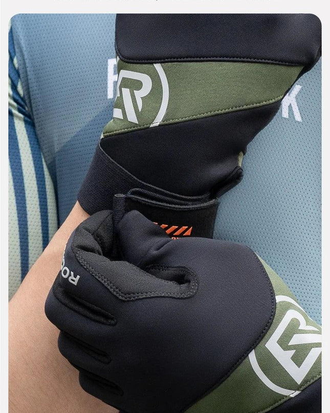 ROCKBROS Long Finger Cycling Gloves Spring Autumn Gloves Non-slip Shock-absorbing Touch Screen Reflective MTB Road Bike Glove