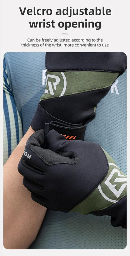 ROCKBROS Long Finger Cycling Gloves Spring Autumn Gloves Non-slip Shock-absorbing Touch Screen Reflective MTB Road Bike Glove