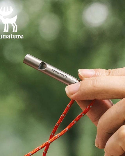 Qunature Portable Whistle Backpack Camping Hiking Survival Whistle Outdoors Tools Pure Titanium Whistle 1pcs Emergency Gear